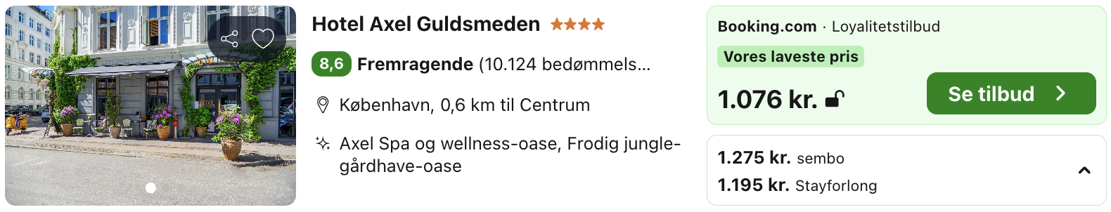 Se det aktuelle tilbud til Axel Guldsmeden København