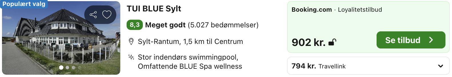 Se det aktuelle tilbud til Tui Blue Sylt Sylt Rantum