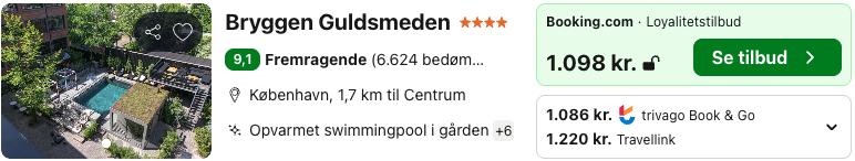 Se det aktuelle tilbud til Bryggen Guldsmeden København
