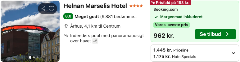 Se det aktuelle tilbud til Helnan Marselis Hotel Århus