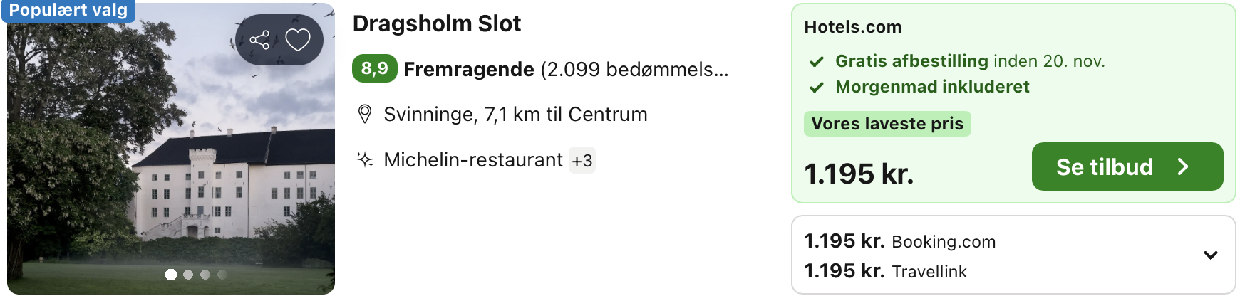 Se det aktuelle tilbud til Dragsholm Slot Svinninge