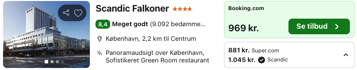 Se det aktuelle tilbud til Scandic Falkoner København