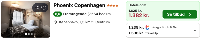 Se det aktuelle tilbud til Phoenix Copenhagen København