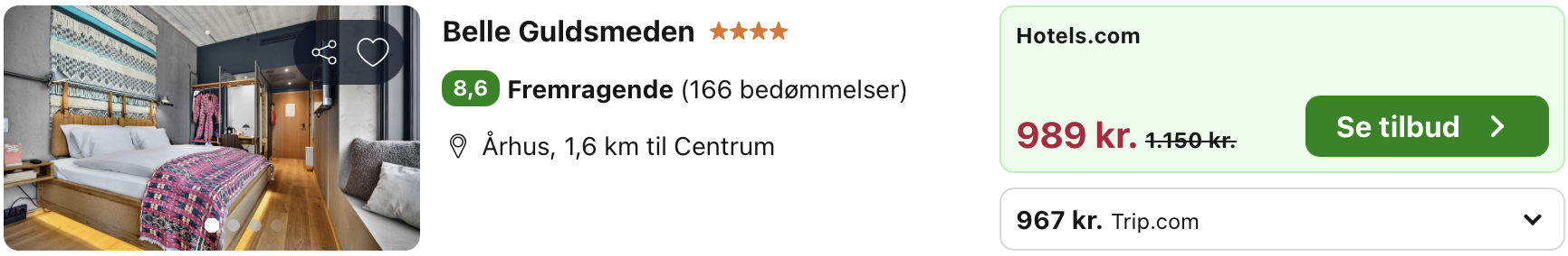 Se det aktuelle tilbud til Belle Guldsmeden Århus