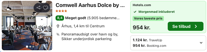 Se det aktuelle tilbud til Comwell Aarhus Dolce By Wyndham Århus