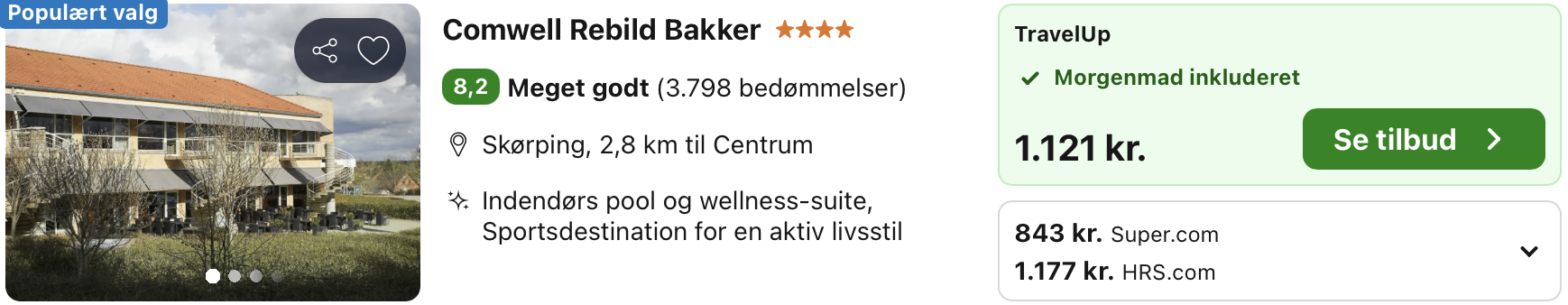 Se det aktuelle tilbud til Comwell Rebild Bakker Skørping