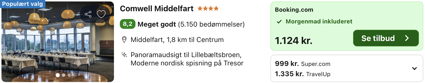 Se det aktuelle tilbud til Comwell Middelfart