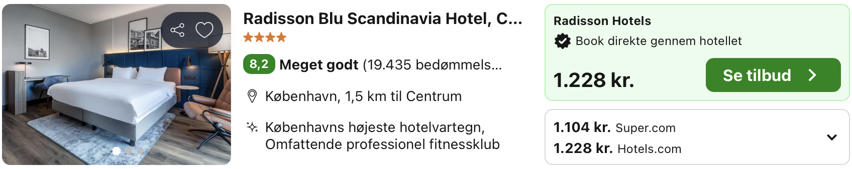 Se det aktuelle tilbud til Radisson Blu Scandinavia Hotel Copenhagen København