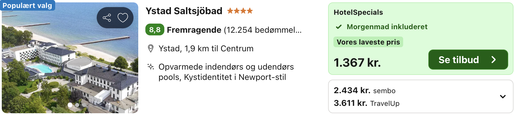 Se det aktuelle tilbud til Ystad Saltsjöbad