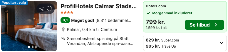 Se det aktuelle tilbud til Profilhotels Calmar Stadshotell Kalmar