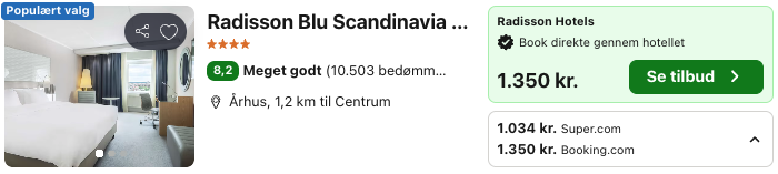 Se det aktuelle tilbud til Radisson Blu Scandinavia Hotel Aarhus Århus