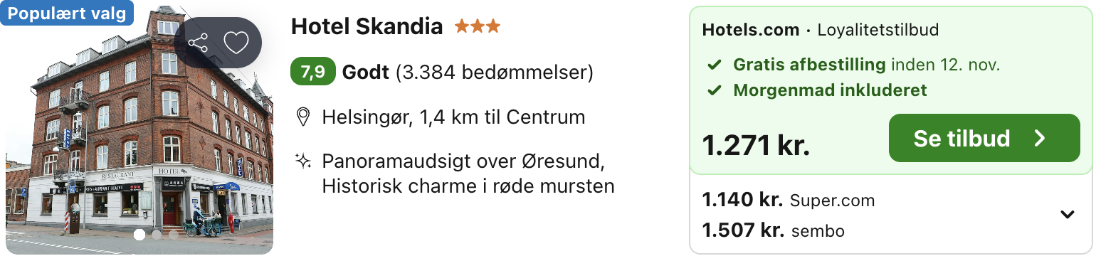 Se det aktuelle tilbud til Skandia Helsingør