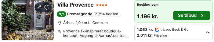 Se det aktuelle tilbud til Villa Provence Århus