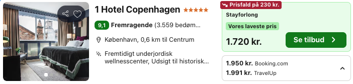Se det aktuelle tilbud til 1 Hotel Copenhagen København