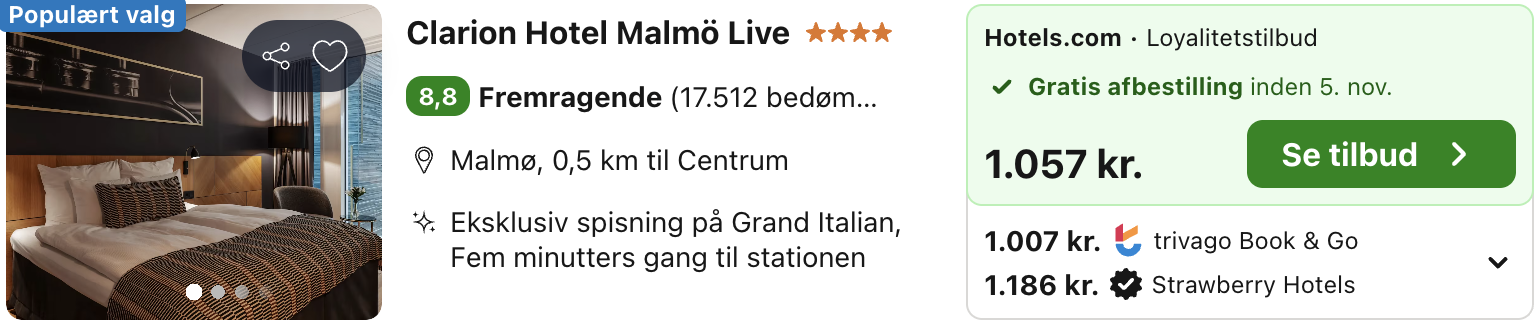 Se det aktuelle tilbud til Clarion Hotel Malmo Live Malmø