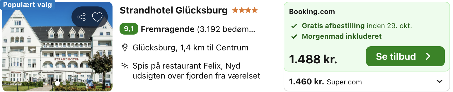 Se det aktuelle tilbud til Strandhotel Glücksburg