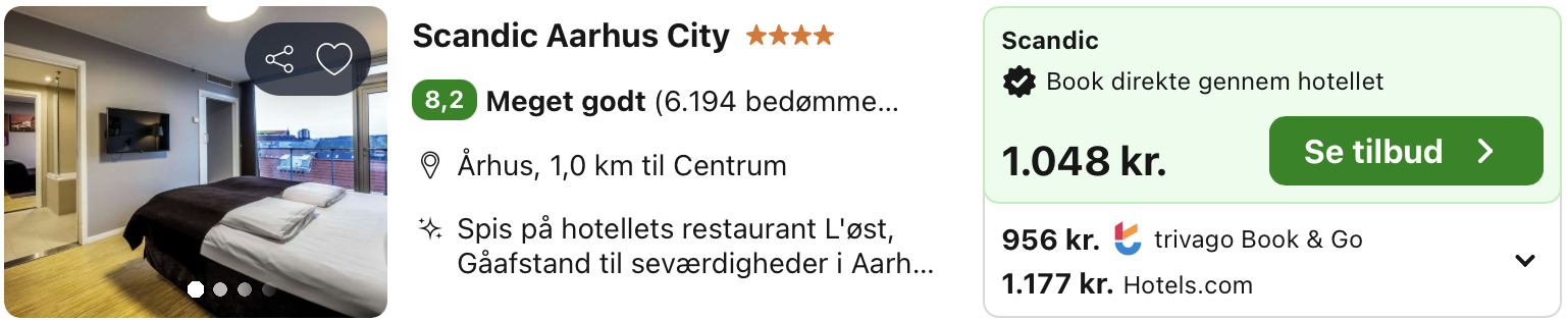 Se det aktuelle tilbud til Scandic Aarhus City Århus