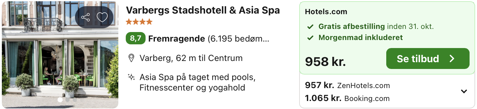 Se det aktuelle tilbud til Varbergs Stadshotell Asia Spa