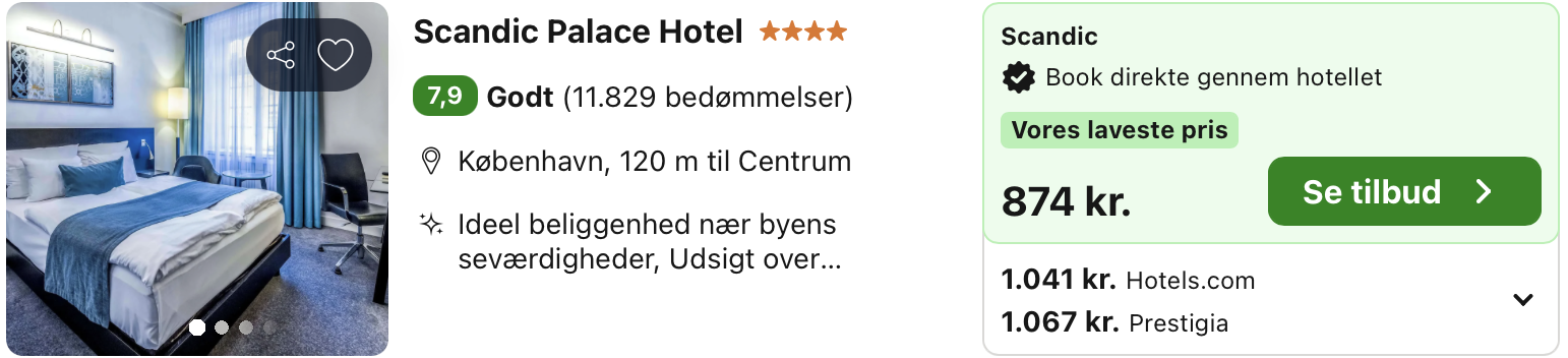Se det aktuelle tilbud til Scandic Palace Hotel København