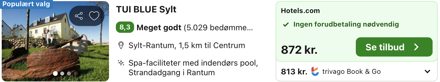 Se det aktuelle tilbud til Tui Blue Sylt Sylt Rantum