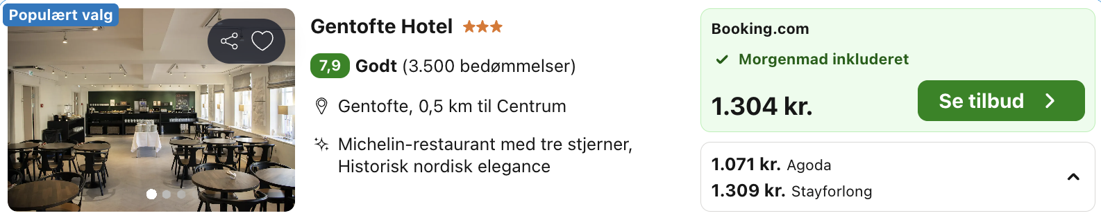 Se det aktuelle tilbud til Gentofte Hotel