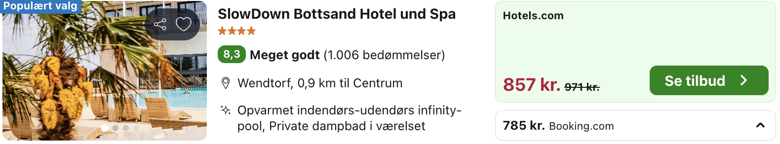 Se det aktuelle tilbud til Slowdown Bottsand Hotel Und Spa Wendtorf