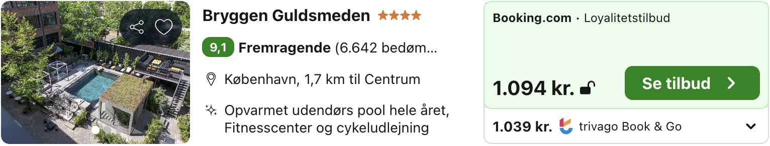 Se det aktuelle tilbud til Bryggen Guldsmeden København