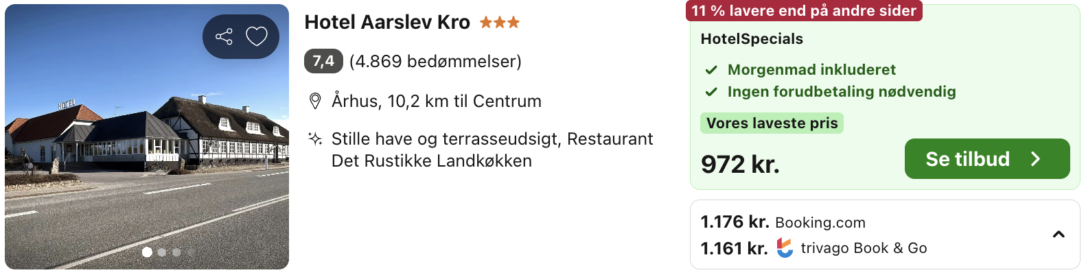 Se det aktuelle tilbud til Aarslev Kro Århus