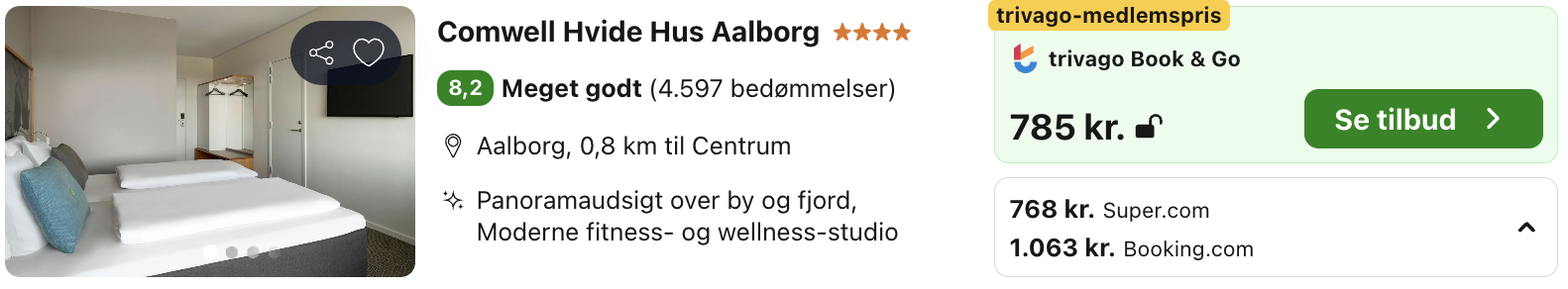 Se det aktuelle tilbud til Comwell Hvide Hus Aalborg
