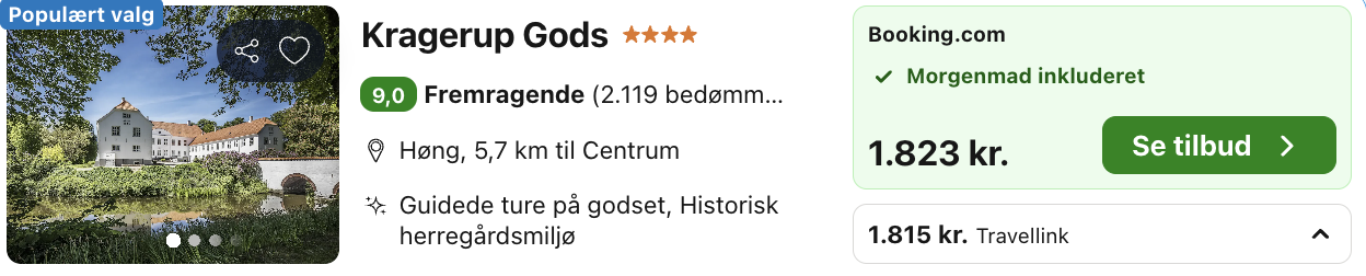 Se det aktuelle tilbud til Kragerup Gods Høng