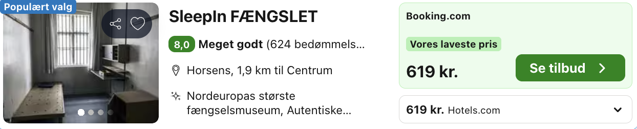 Se det aktuelle tilbud til Hostel Sleepin Fængslet Horsens