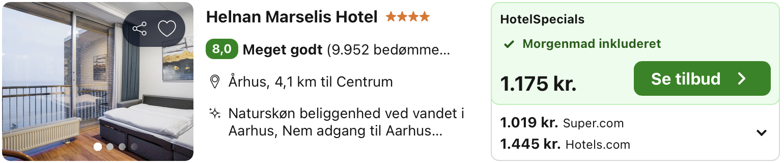Se det aktuelle tilbud til Helnan Marselis Hotel Århus