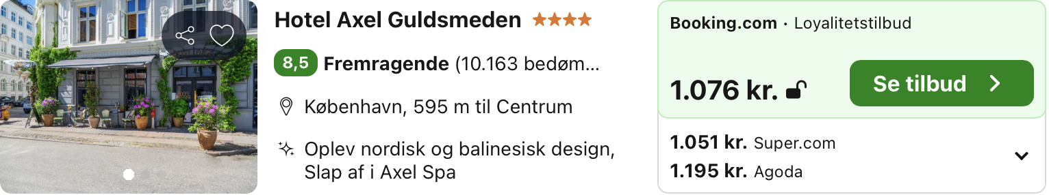 Se det aktuelle tilbud til Axel Guldsmeden København