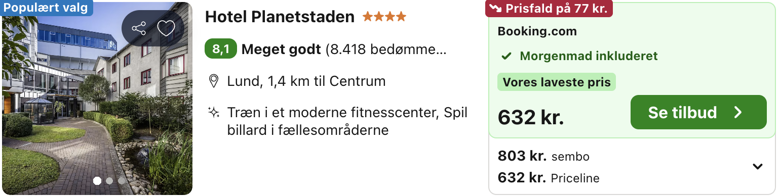 Se det aktuelle tilbud til Planetstaden Lund