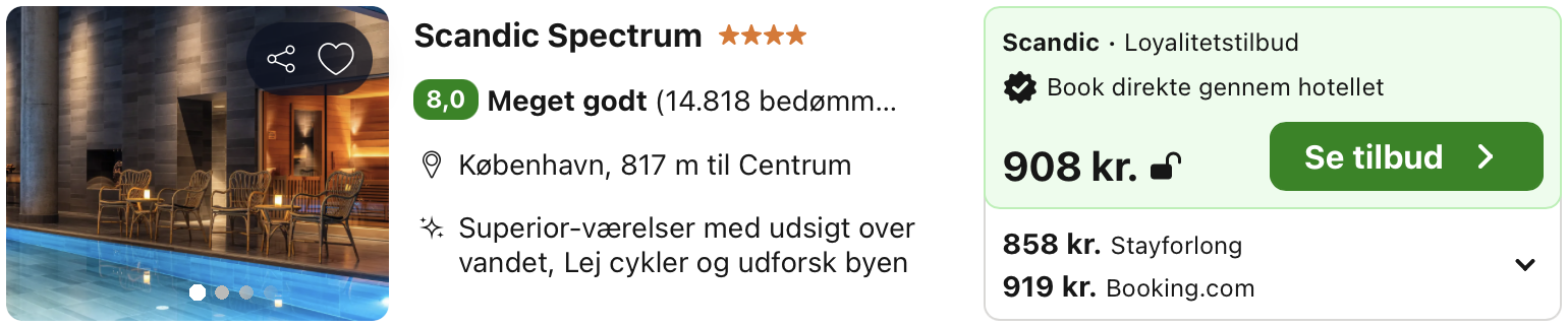 Se det aktuelle tilbud til Scandic Spectrum København