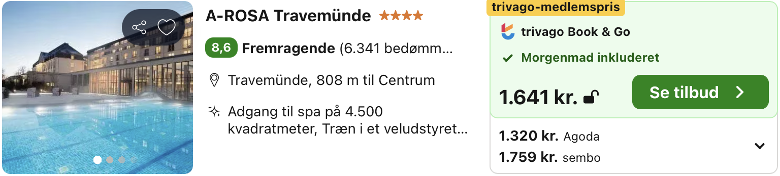 Se det aktuelle tilbud til A Rosa Travemünde