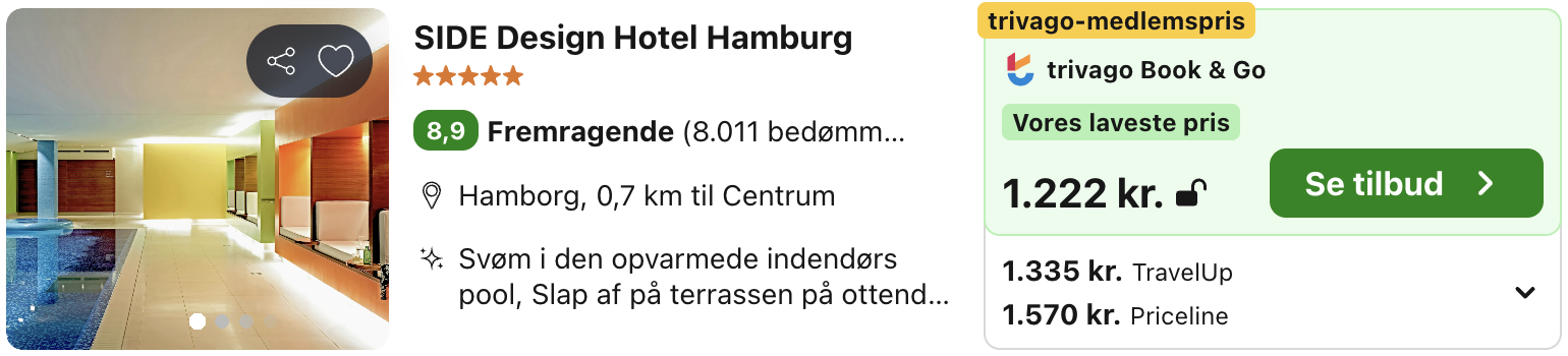 Se det aktuelle tilbud til Side Design Hotel Hamburg Hamborg