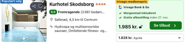 Se det aktuelle tilbud til Kurhotel Skodsborg