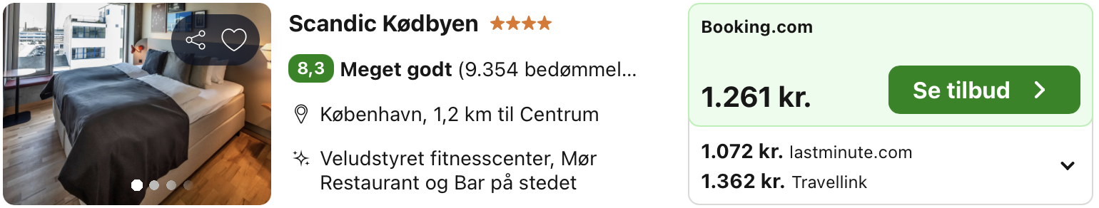 Se det aktuelle tilbud til Scandic Kødbyen København