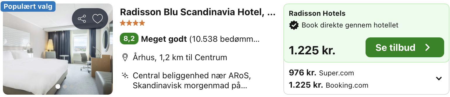 Se det aktuelle tilbud til Radisson Blu Scandinavia Hotel Aarhus Århus