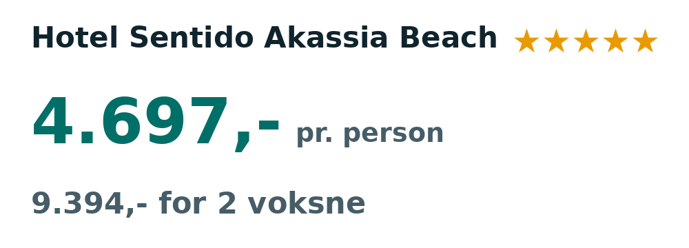 Prisoversigt fra Aarhus: 6. - 13. dec 26, 7 nætter, 4.697,- pr. person