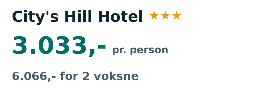 Prisoversigt fra København: 1. - 8. apr 27, 7 nætter, 3.033,- pr. person