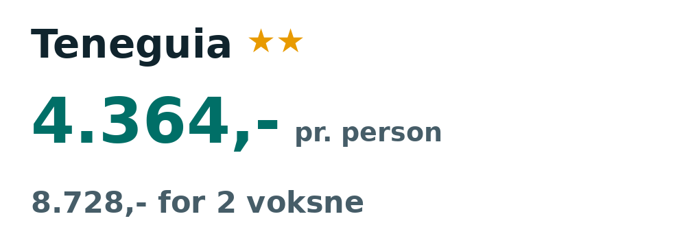 Prisoversigt fra Aalborg: 8. - 15. dec 26, 7 nætter, 4.364,- pr. person