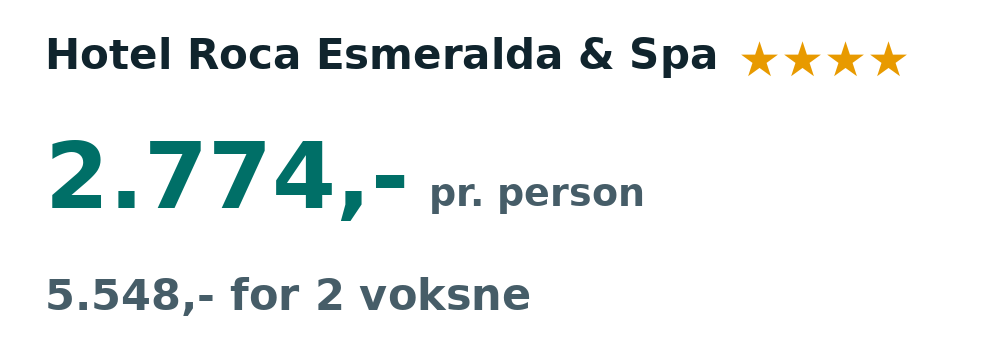 Prisoversigt fra København: 6. - 13. nov 26, 7 nætter, 2.774,- pr. person