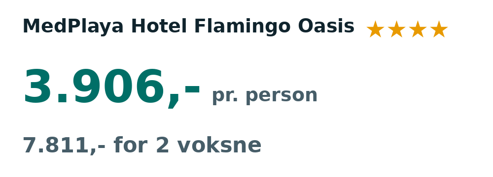 Prisoversigt fra Billund: 20. - 27. jan 27, 7 nætter, 3.906,- pr. person