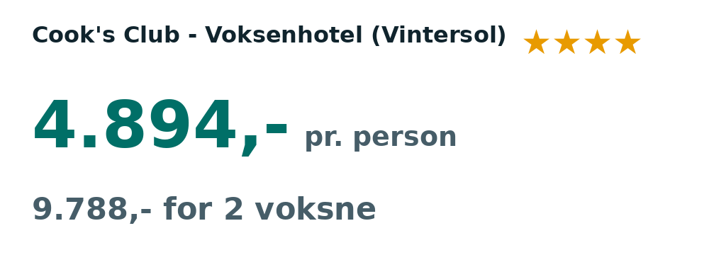 Prisoversigt fra København: 10. - 17. dec 26, 7 nætter, 4.894,- pr. person
