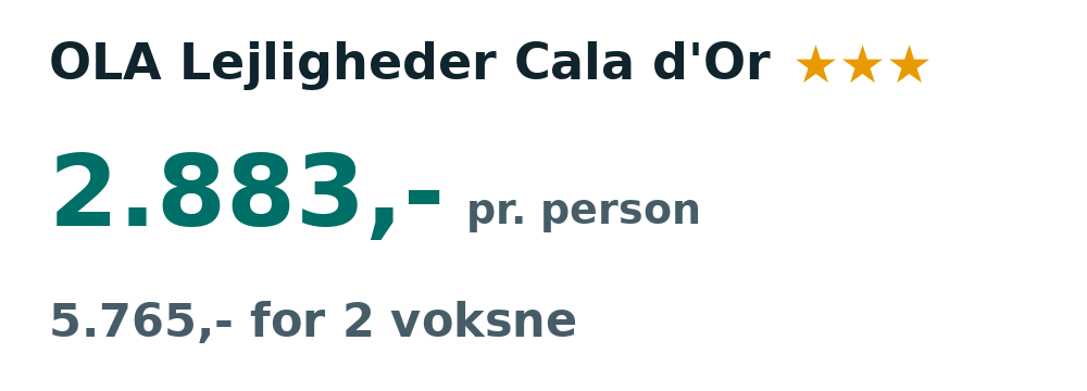 Prisoversigt fra Aarhus: 7. - 14. apr 27, 7 nætter, 2.883,- pr. person