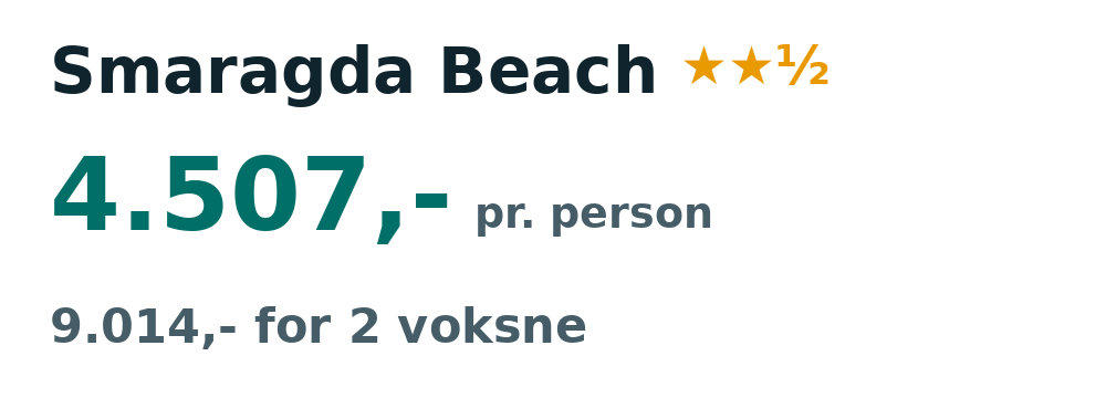 Prisoversigt fra København: 15. - 22. maj 27, 7 nætter, 4.507,- pr. person