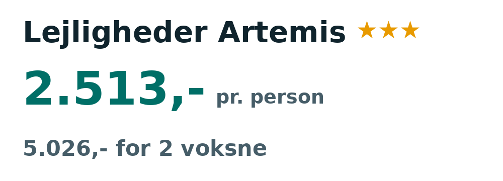 Prisoversigt fra Aarhus: 2. - 9. jun 27, 7 nætter, 2.513,- pr. person