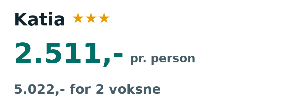 Prisoversigt fra København: 4. - 11. okt 26, 7 nætter, 2.511,- pr. person